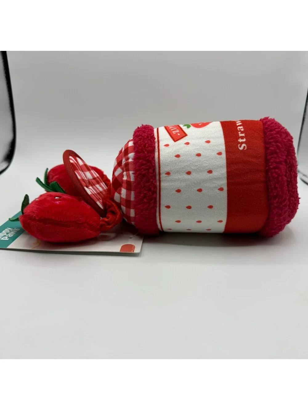 ZippyPaws Burrow Squeaky Plush Dog Toy Strawberry Jam Jar Zippy Paws ZP1113 NEW